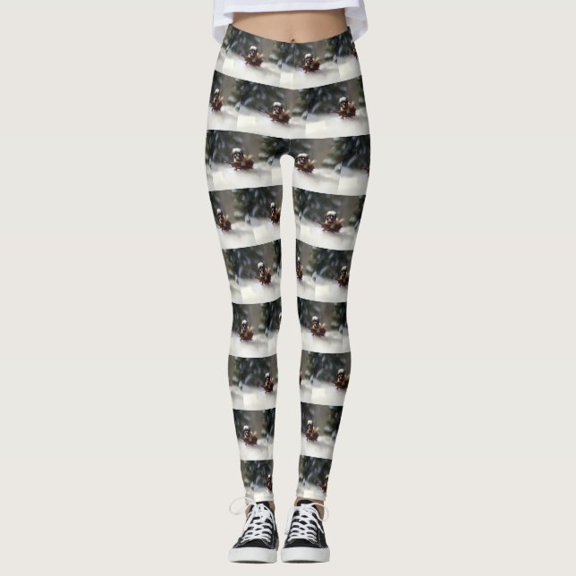 Legging Shh Tzu no inverno da neve de Natal (Frente)