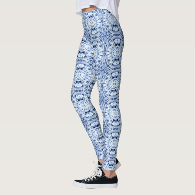 Legging Shibori Tie Dye Blue Influência Asiática no Índio  (Esquerda)