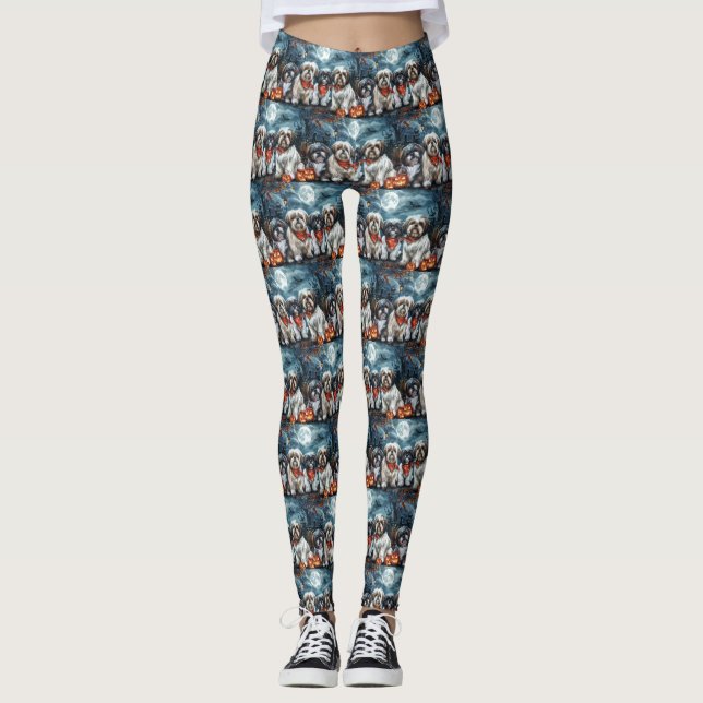 Legging Shih Tzu Halloween Assustador (Frente)