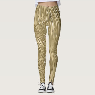 Legging Shimmer Metálico Dourado Faux Texturizado