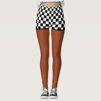 Legging Shorts Checkered da bandeira - tom médio