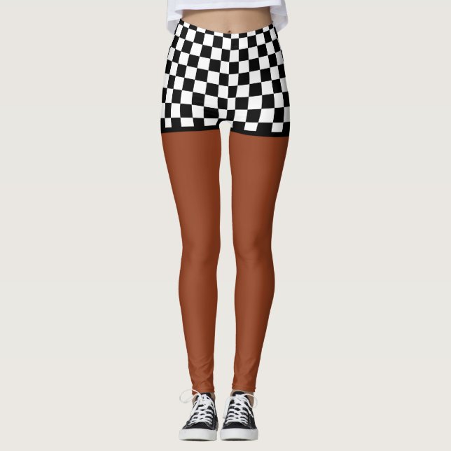 Legging Shorts Checkered da bandeira - tom médio (Frente)