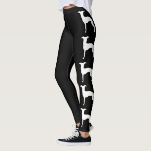Legging Silhuetas Brancas Com Texto De Greyhound Italiano