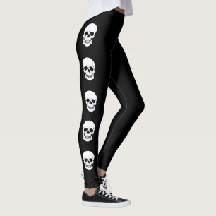 Legging Silhuetas de Caveira Branca Legal no Halloween Pre