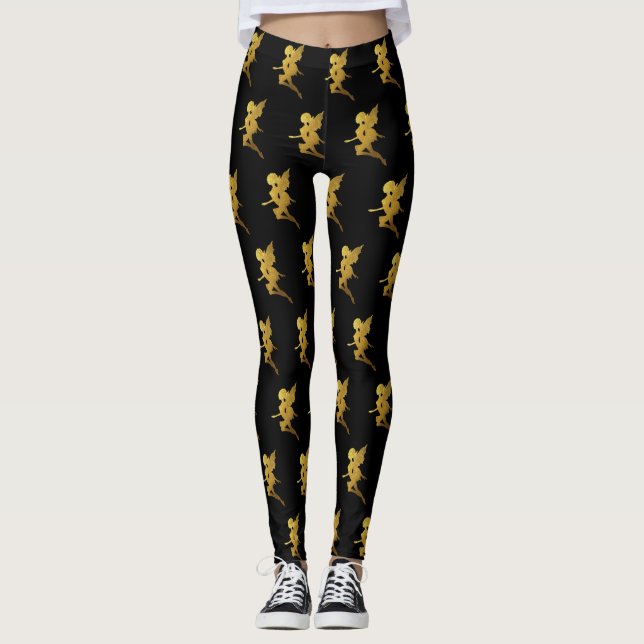 Legging Silhuetas de Fadas Douradas (Frente)