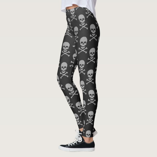 Legging Silver Skull e Crossbones Halloween (Esquerda)