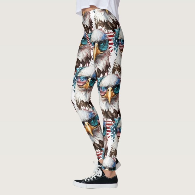Legging Símbolo americano único e moderno padrão Bald Eagl (Esquerda)
