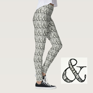 Legging Símbolo Ampersand Preto Funky Divertido Cinza Chic