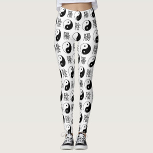 Legging Símbolo branco Yinyang Padrão chinês