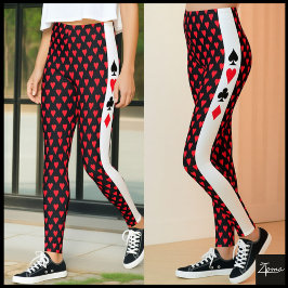 Legging Símbolo cardíaco Padrão vermelho preto + Placa de 