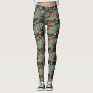 Legging Símbolo chinês Brown dos peixes e caneleiras de