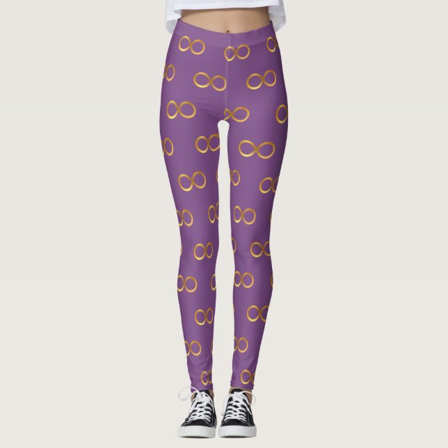 Legging Símbolo de Infinito Dourado em Violeta (Frente)