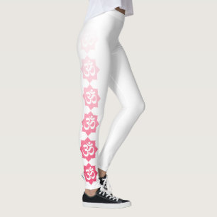 Legging Símbolo de Om Rosa Lotus Flower Decor ativado