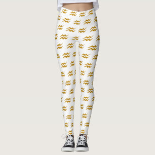 Legging Símbolo de Ouro de Sinal Zodiac do Ouro Aquarius