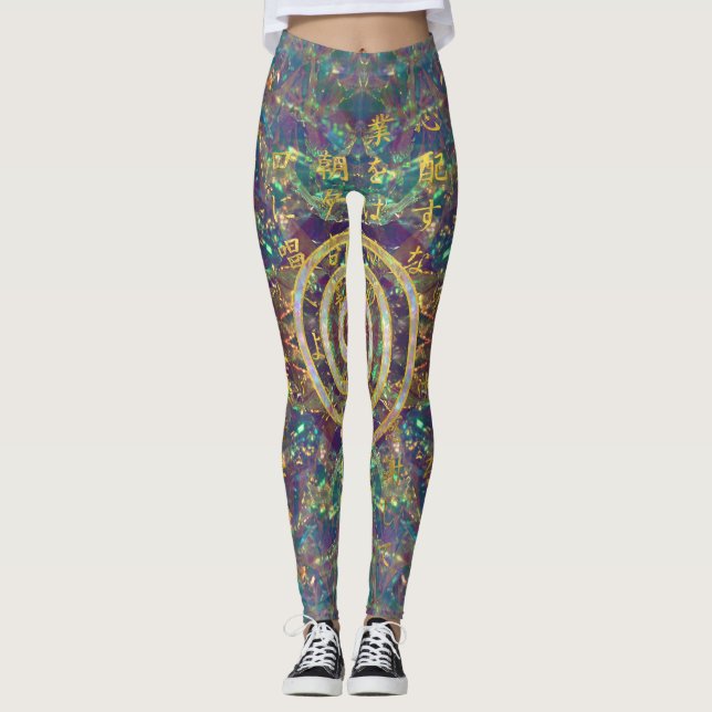 Legging Símbolo Dourado de Choku Rei e preceitos de Reiki (Frente)