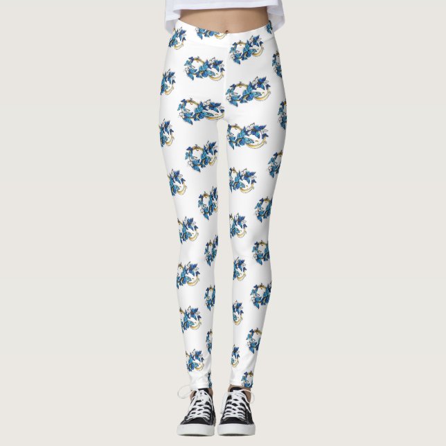 Legging Símbolo infinito de borboletas azuis Morpho (Frente)