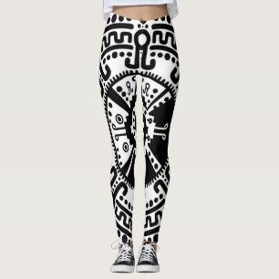 Legging Símbolo maia #3 preto e branco de Hunab Ku
