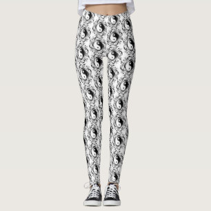 Legging Símbolo Yin & Yang Preto e Branco Estilo Tatuagem