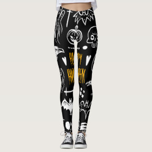 Legging Símbolos de Halloween desenhados à mão, coleção de