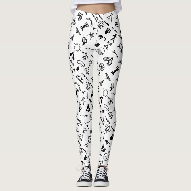 Legging Símbolos de Imagem Nativa Americana (Frente)