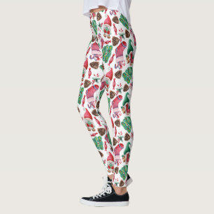 Legging Símbolos De Natal Vermelho E Verde