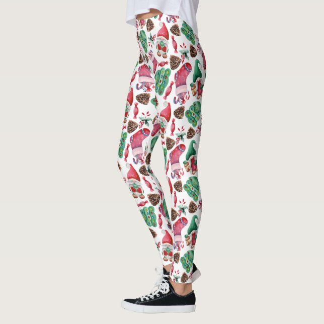 Legging Símbolos De Natal Vermelho E Verde (Esquerda)