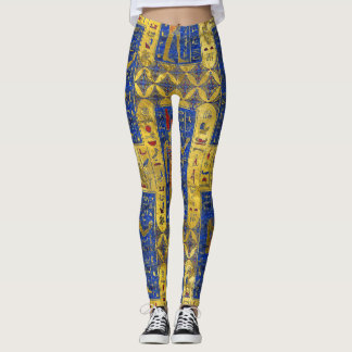 Legging Símbolos Dourados egípcios no Lazuli de Lapis