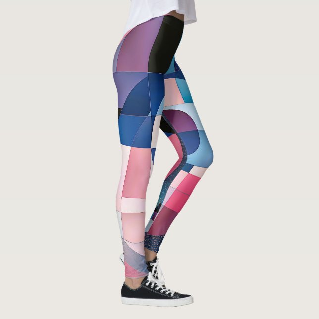 Legging Simetria Celestial: Formas Geométricas Blues e Ros (Direita)