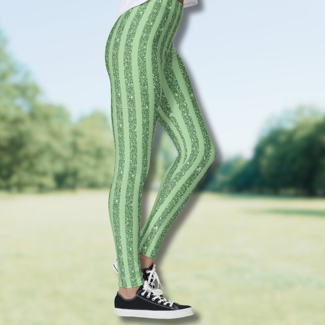 Legging Simple Forest Green Glitter Style Vertical Stripes (Criador carregado)