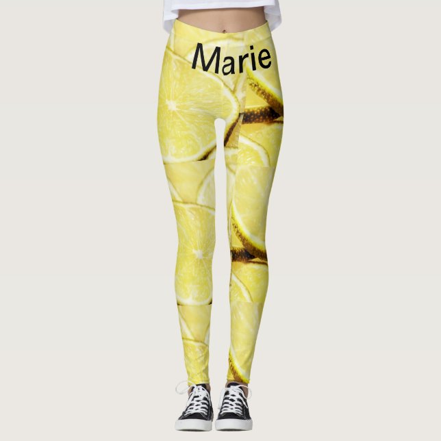 Legging Simple yellow green lemon add name minimal custom  (Frente)
