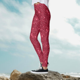 Legging Simples Luxo Padrão Brilho Vermelho Real