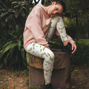 Legging Simples Natal Aquarela Holly Berries Greenery