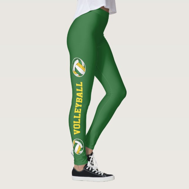 Legging simples volicola verde de ouro com uma perna girad (Direita)