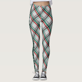 Legging Simples Xadrez Verde Vermelha Natal Elegante