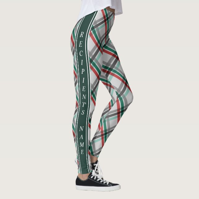 Legging Simples Xadrez Verde Vermelha Natal Elegante (Direita)