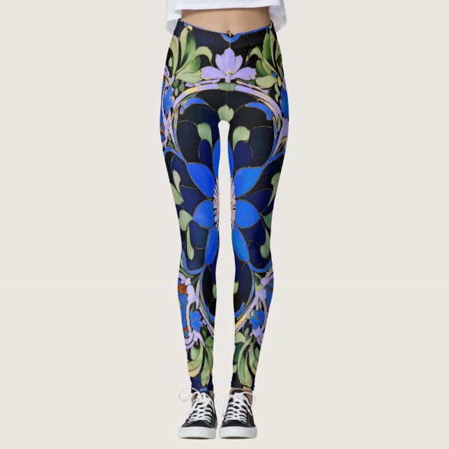 Legging Simplesmente Azul - Calmo, Legal e coletado (Frente)