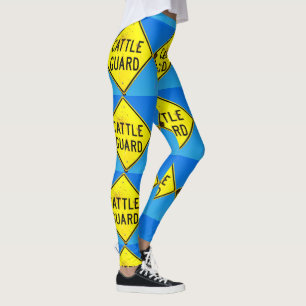 Legging sinal de guarda de gado - azul de diamante amarelo