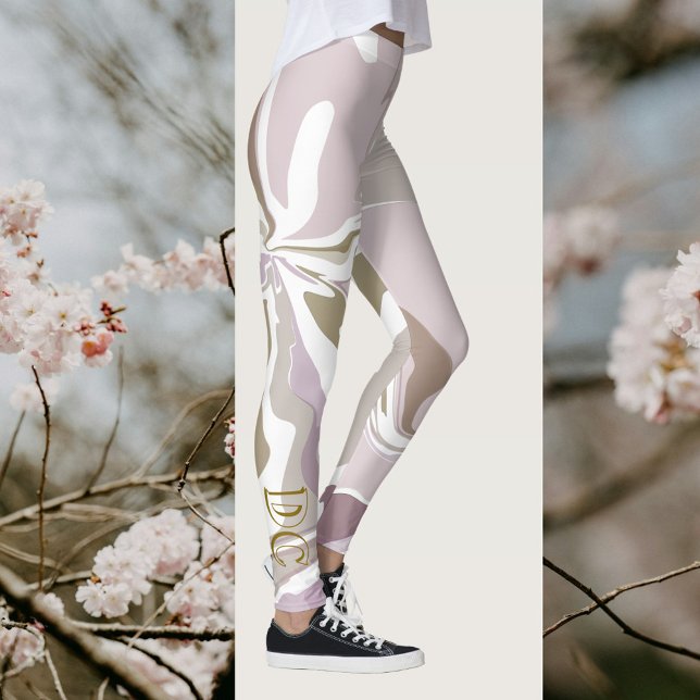 Legging Sinal de mármore branco rosa-rosa-rosa-rosa-claro (Criador carregado)