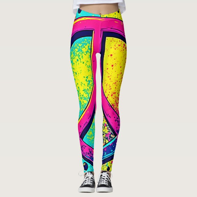 Legging Sinal de Paz Retro Colorido (Frente)