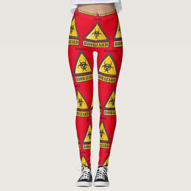 Legging Sinal de perigo biológico engraçado SignThunder_Co (Frente)