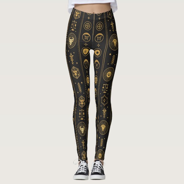 Legging Sinal do Zodíaco Ouro Preto (1) (Frente)