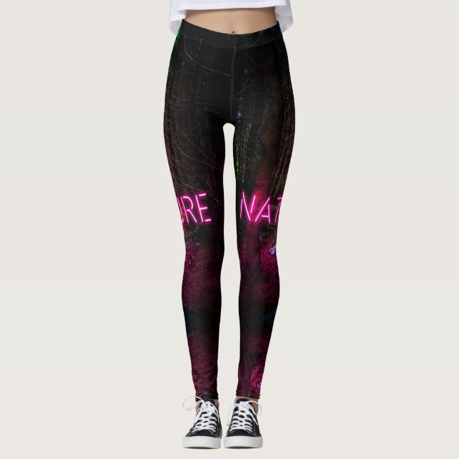 Legging Sinal magenta da natureza neon-magenta da floresta (Frente)