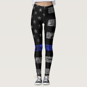 Legging Sinalizador de Linha Azul Fino da Polícia