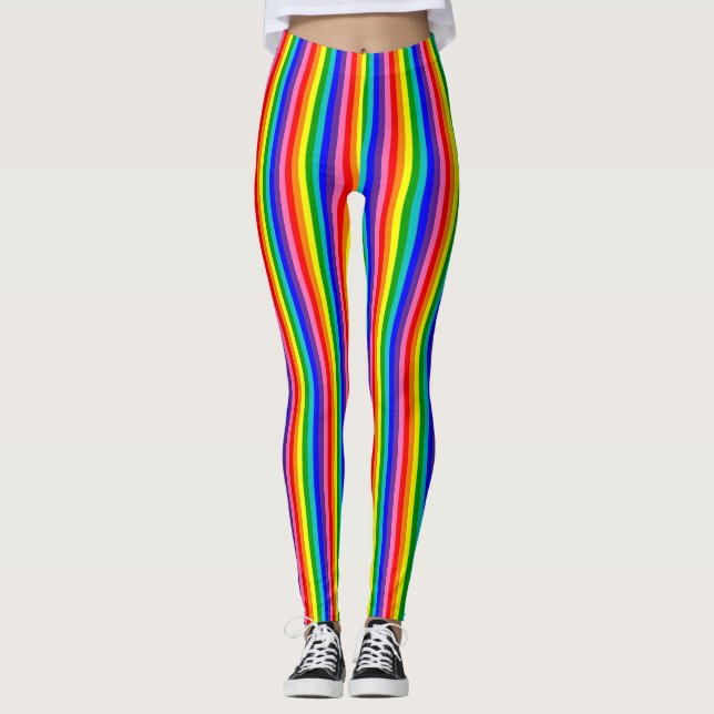 Legging Sinalizador do Orgulho Arco-Íris com Faixa Vertica (Frente)