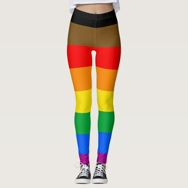 Legging Sinalizador do orgulho LGBTQ (8 listras) (Frente)