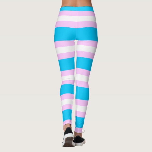 Legging Sinalizador do Orgulho Transgênero - Rosa, Azul, F (Verso)