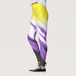 Legging Sinalizador Grungy Funky ZigZag Abstrato do Orgulh