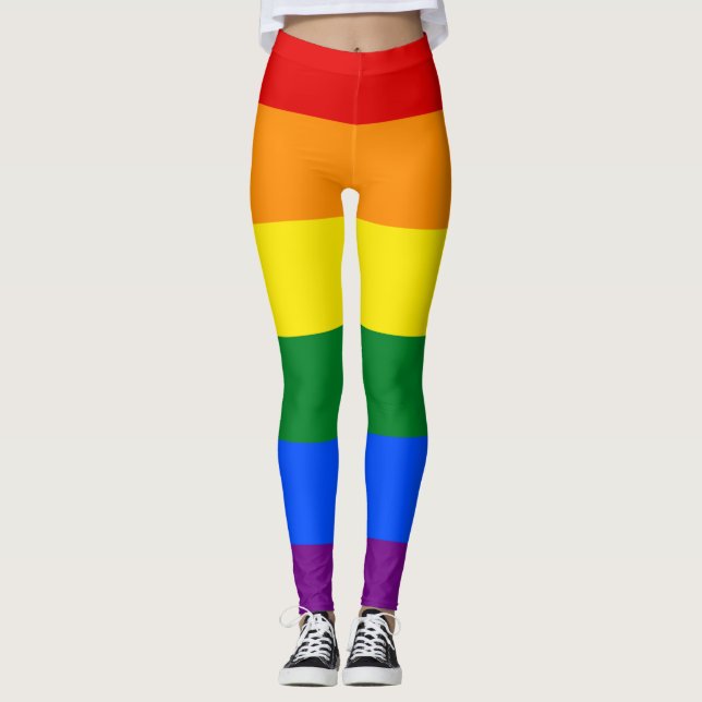 Legging Sinalizador Horizontal do Orgulho Arco-Íris LGBT (Frente)
