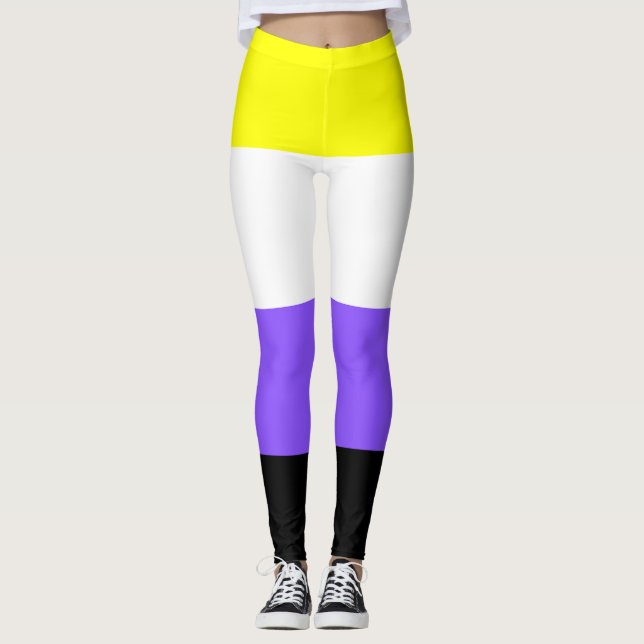 Legging Sinalizador Não Binário Amarelo Branco Roxo Preto  (Frente)