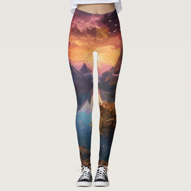 Legging Sinfonia de Montanha: Uma Mistura Harmoniosa de Co (Frente)